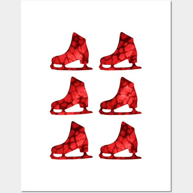 Watercolor Figure Skates (Red) Wall Art by illucalliart